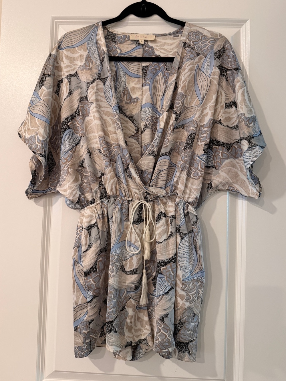 Light Blue & Cream Floral Surplice Romper